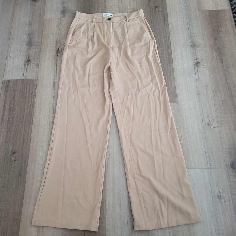Fashion Nova Beige Pleated Trousers